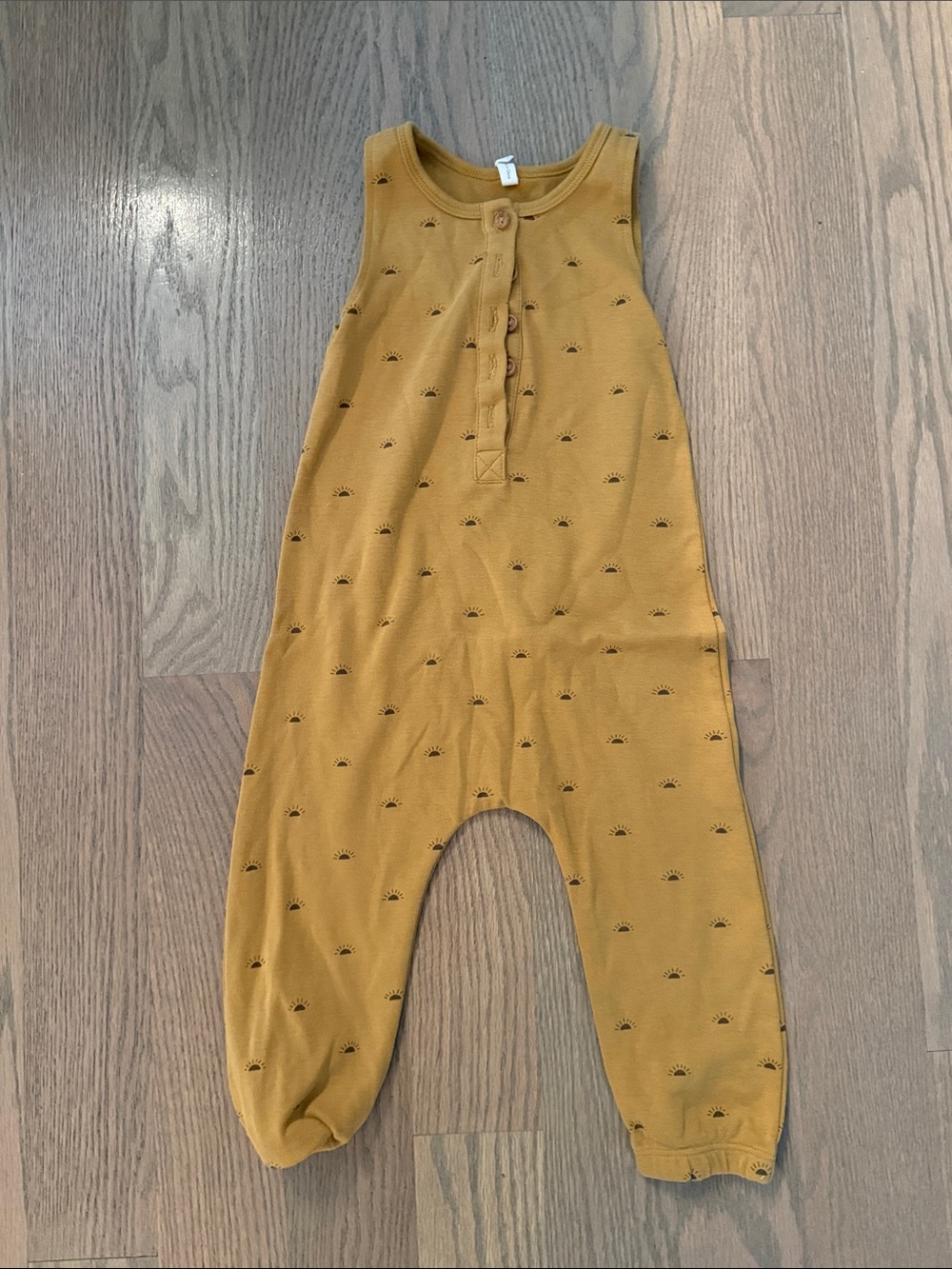 Quincy Mae Mustard Sun-Print Romper